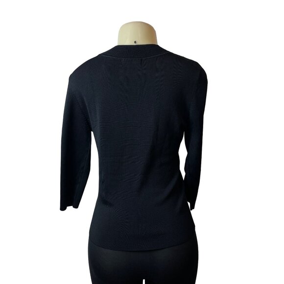 Valerie Steven’s Women's Black V- Neck Long Sleeve Surplice Shirt Sz PL - Picture 3 of 6